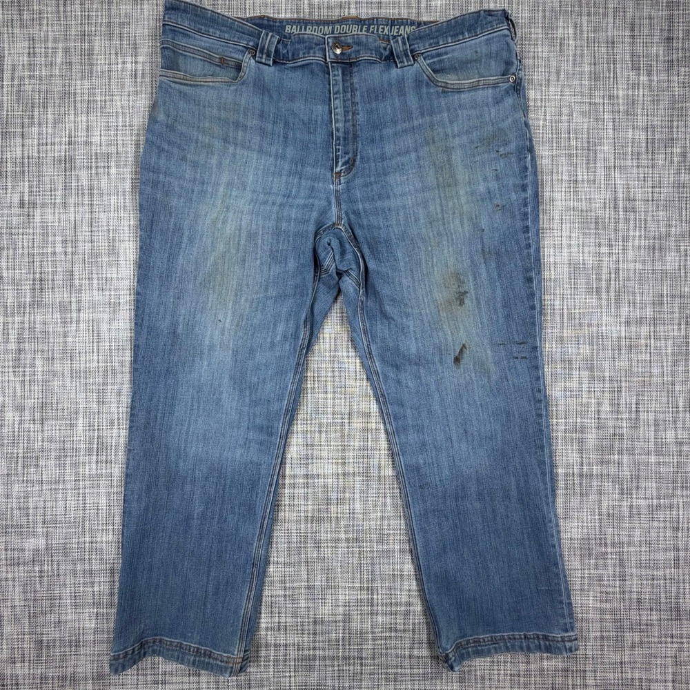 Duluth Trading Mens Jeans 42x30 Ballroom Double Flex Blue Stretch Denim Workwear